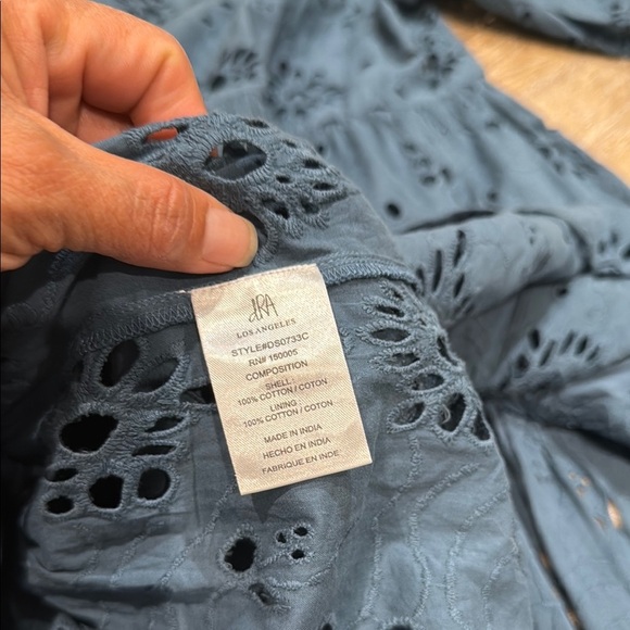 Anthropologie dRA Size M Blue Tiered Midi Sundress with Bishop 3/4 Sleeves - Picture 8 of 9